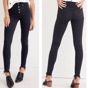 Madewell 9” high rise jeans, dark grey, frayed hem, size 29.